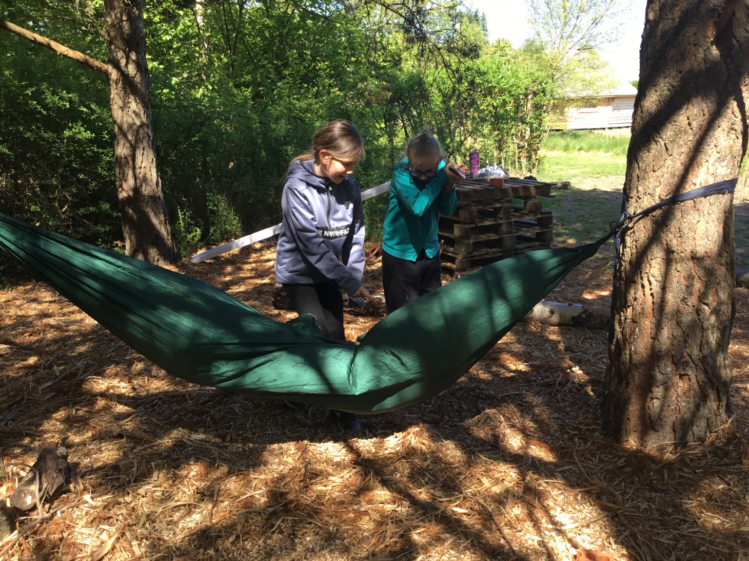 Trying out our hammocks