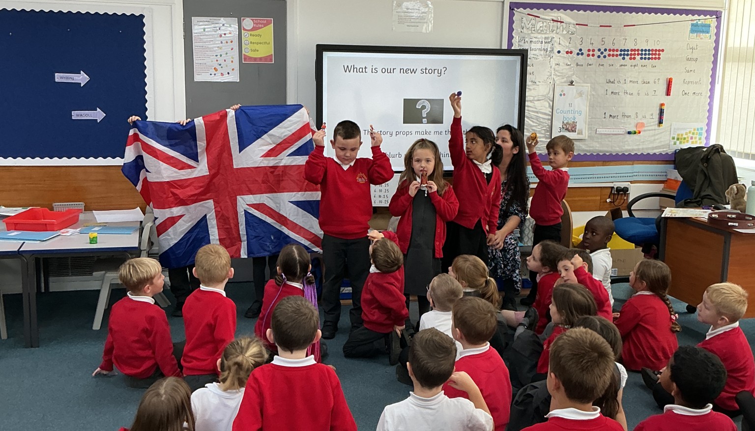 We found a flag, a lion, a king and some people. We then made some predictions about our new book. 