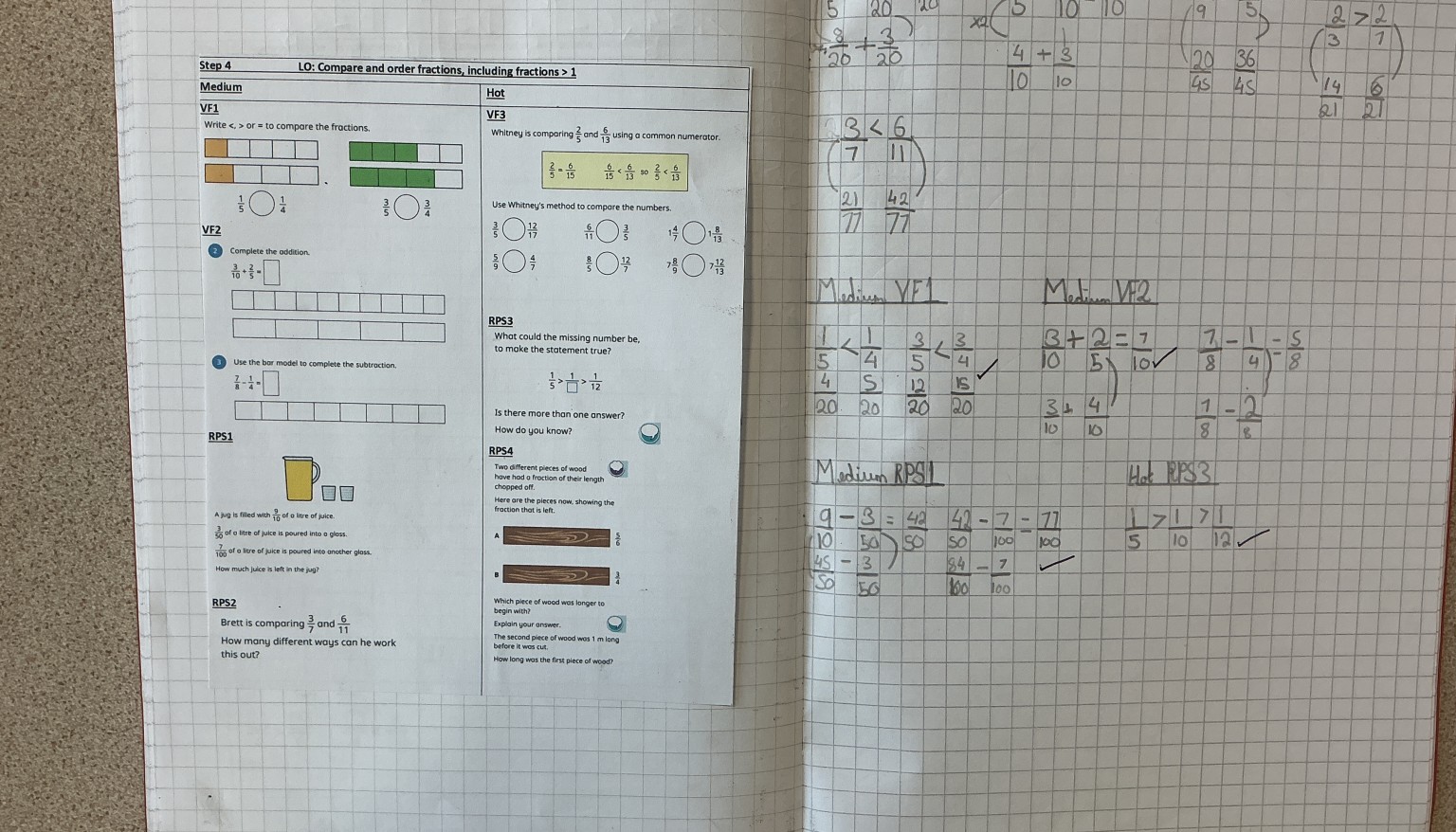 Maths work fractions