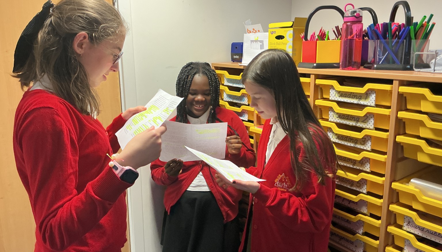 We rehearsed in our groups in different areas of the clasroom.