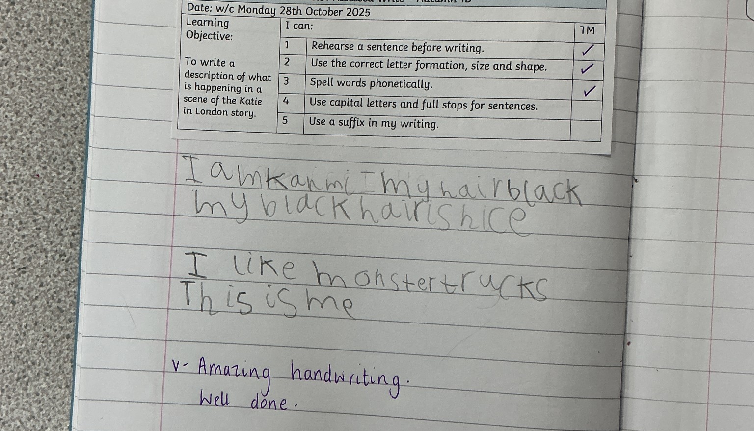 I wrote some sentences all about me. 