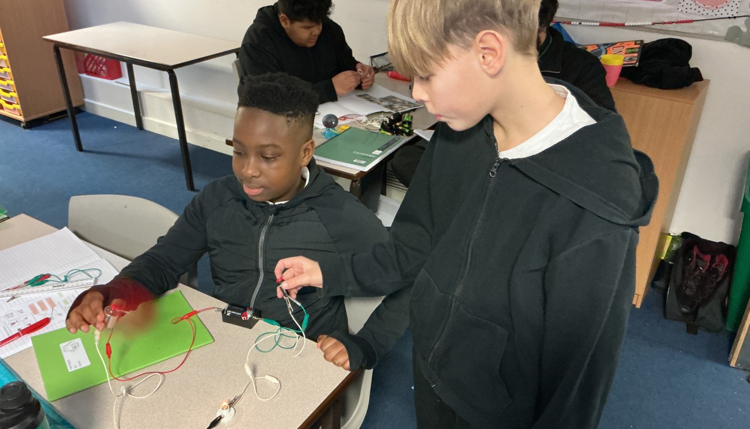 Making a circuit with a cell, bulb and switch.