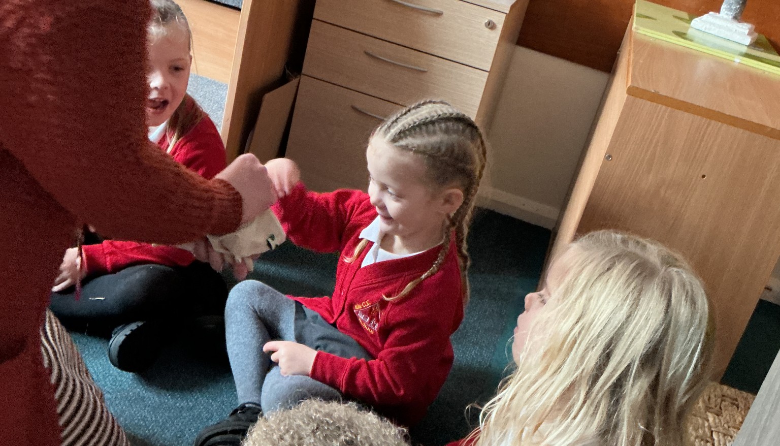 Exploring materials through touch.