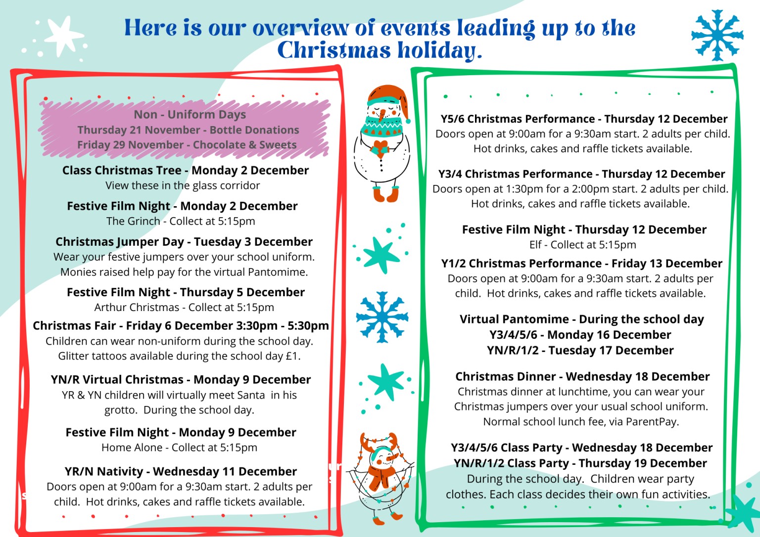 Christmas Calendar of Events