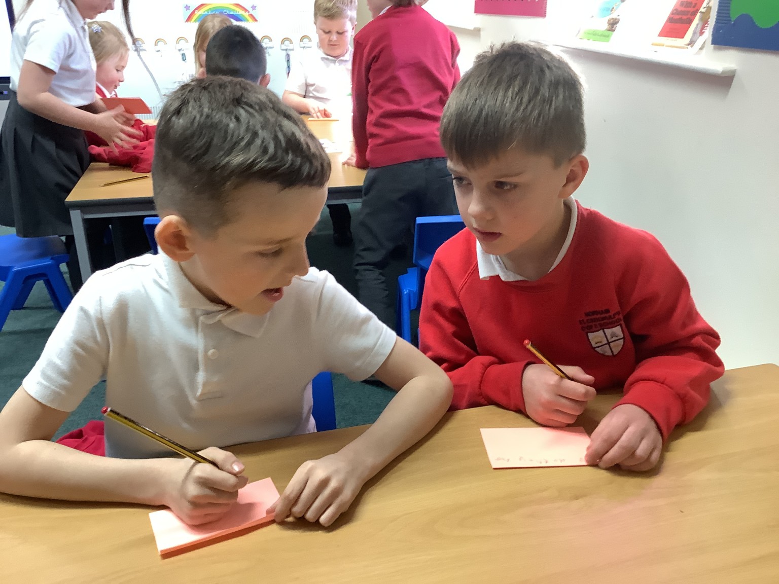 Boys writing