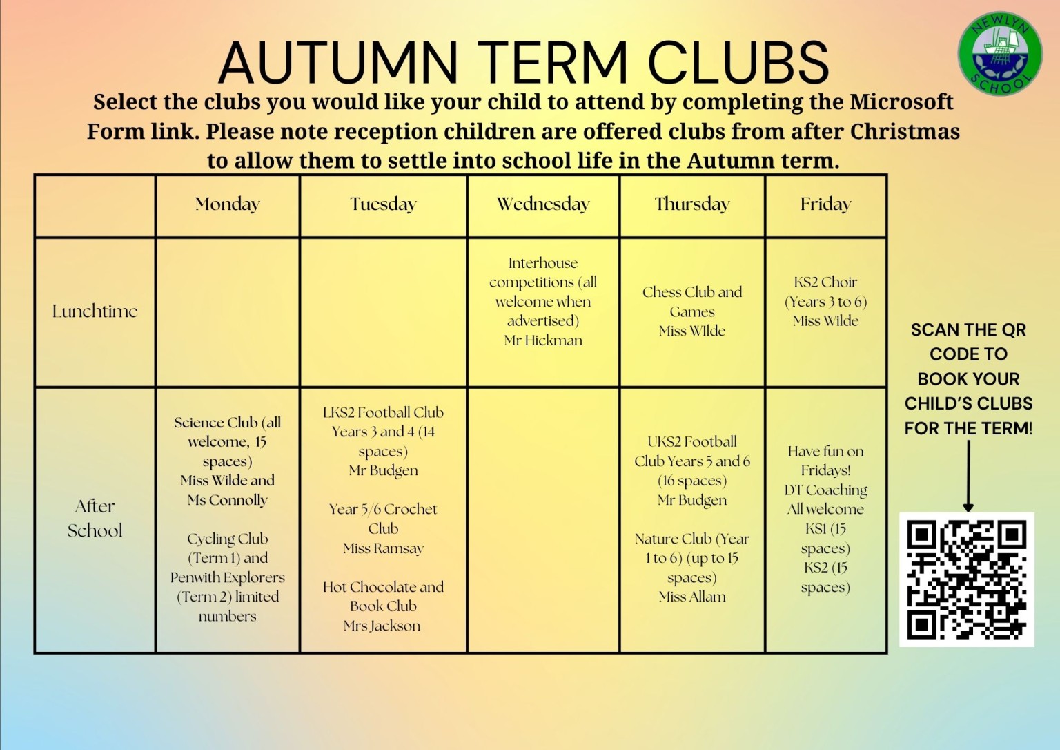 There are lots of clubs to choose from, and all are free to attend for all children! Clubs run for 5 weeks each term. Sign up, and come and join the fun!