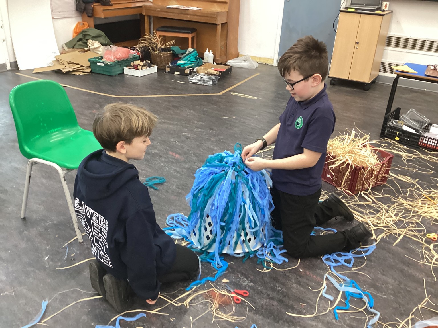 Re-using beach debris to build our sculpture