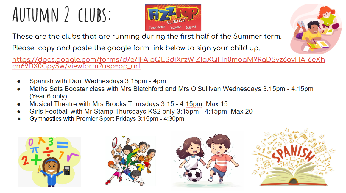 Autumn Term 2 Clubs