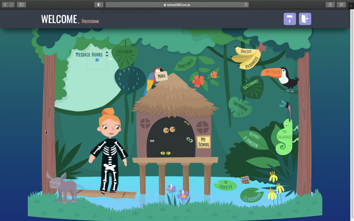 Pupil home page - choose a theme