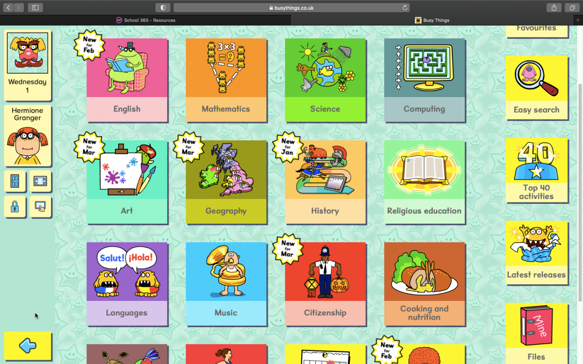 Busy Things - activities for every subject.