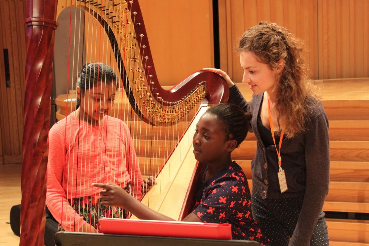 Liverpool Philharmonic Youth Orchestra visit Sage Gateshead - it was the first time the children had seen a harp! - July 2017