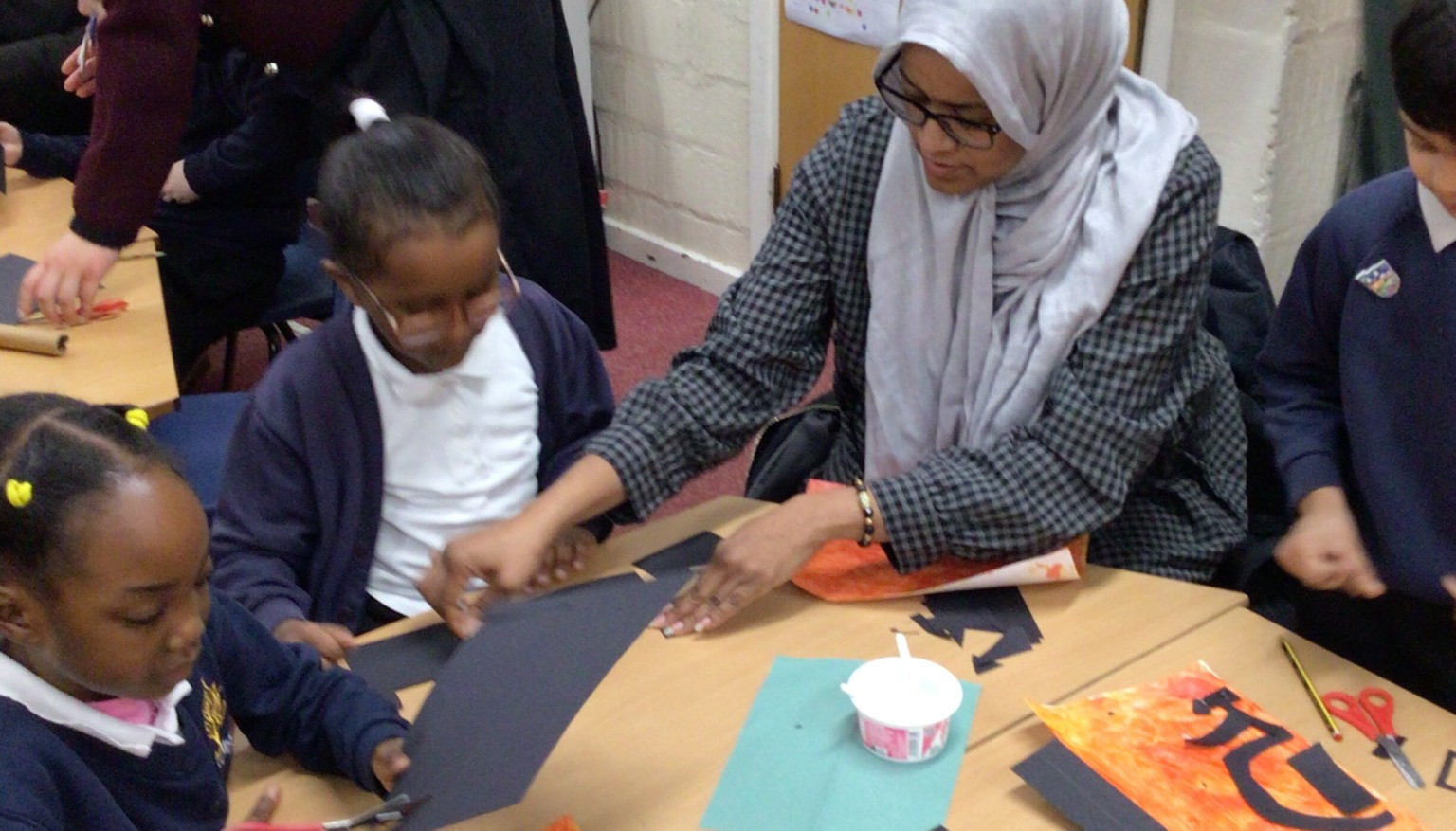 We created silhouette pictures linked to our topic The Great Fire of London.