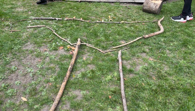 Using natural materials to create a piece of art.