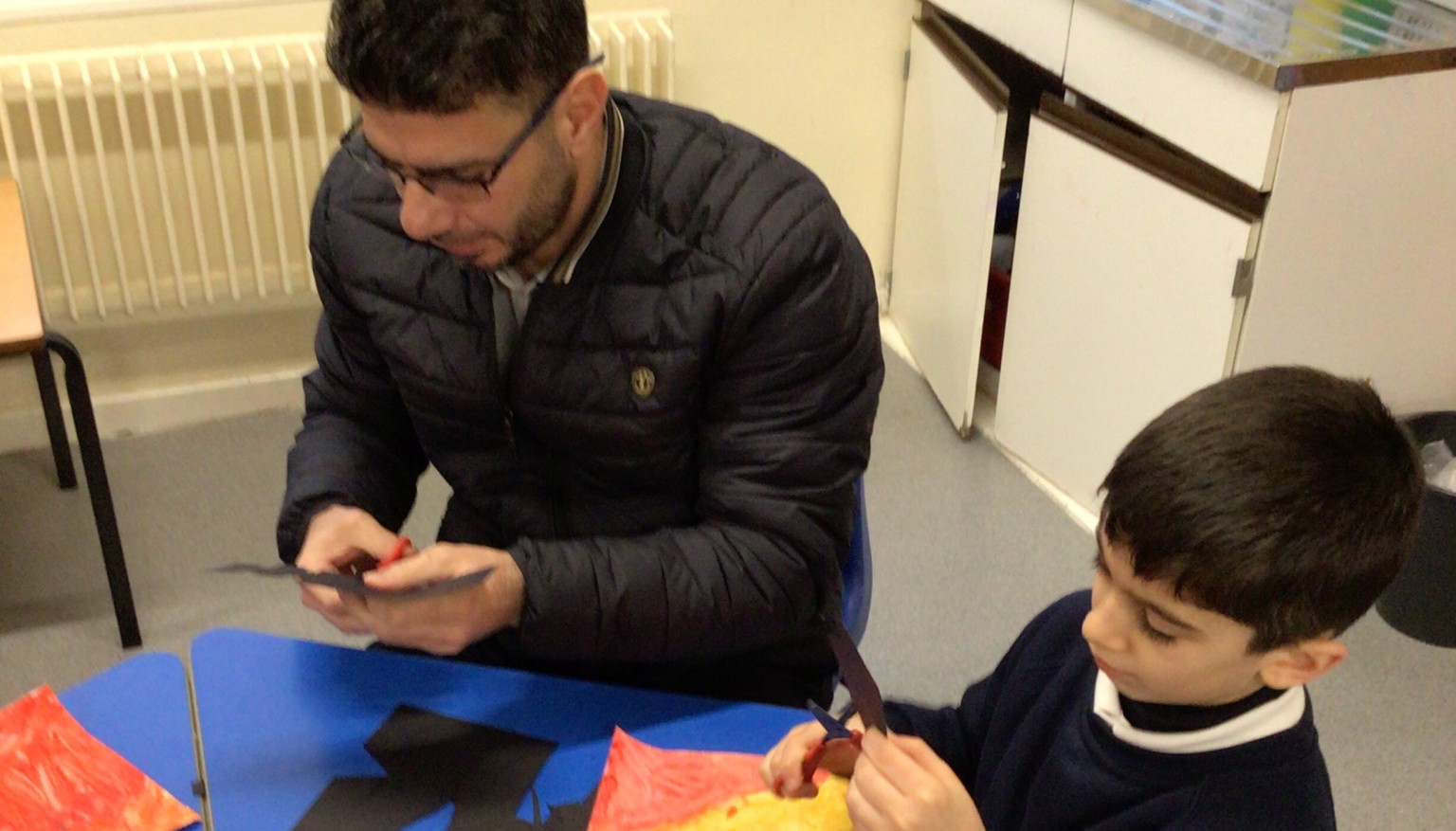 We created silhouette pictures linked to our topic The Great Fire of London.