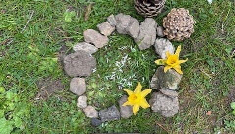 Using natural materials to create a piece of art.