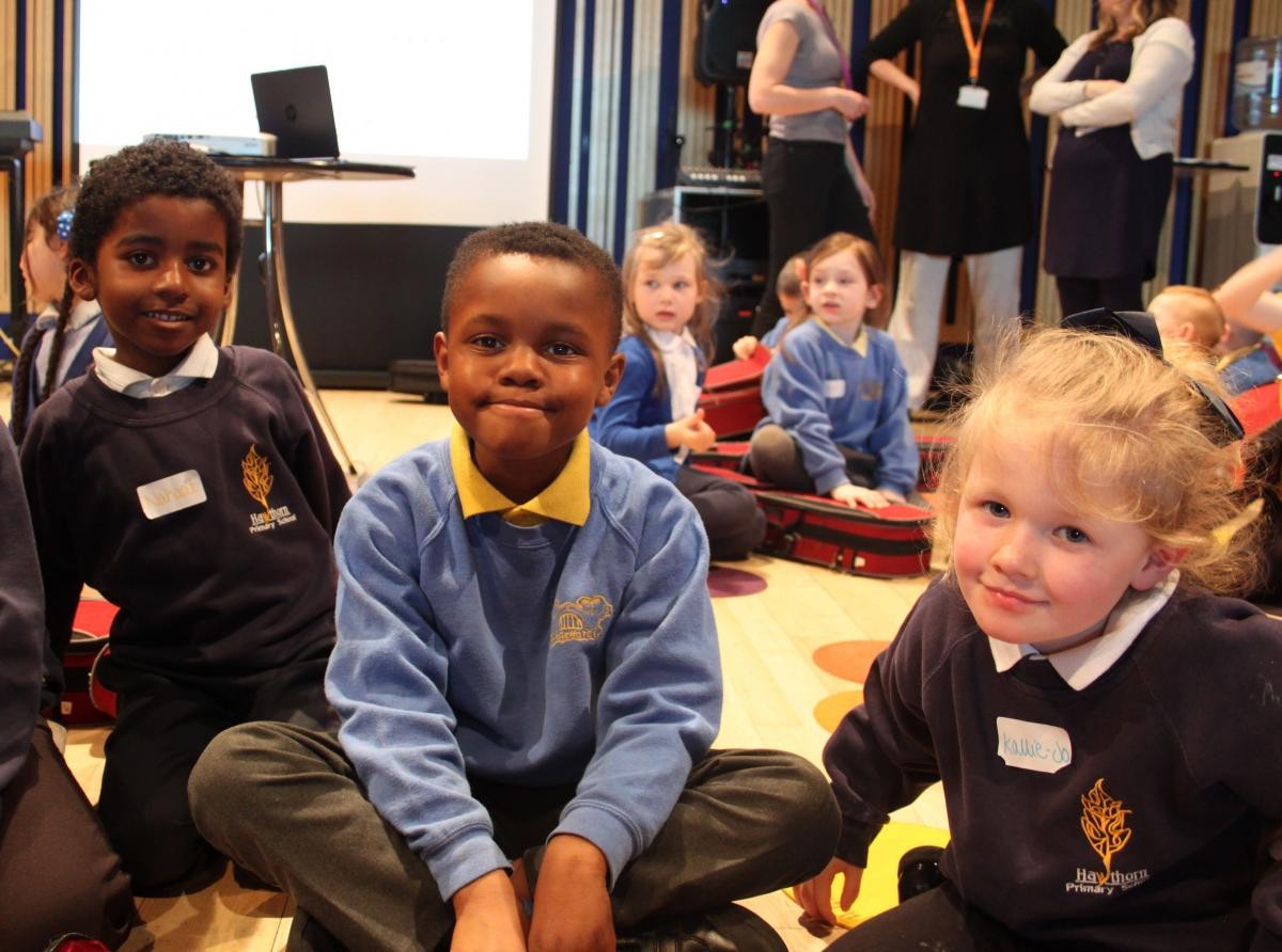 During a workshop at Sage Gateshead the Year 1 children had chance to meet other In Harmony musicians from Bridgewater School - March 2018