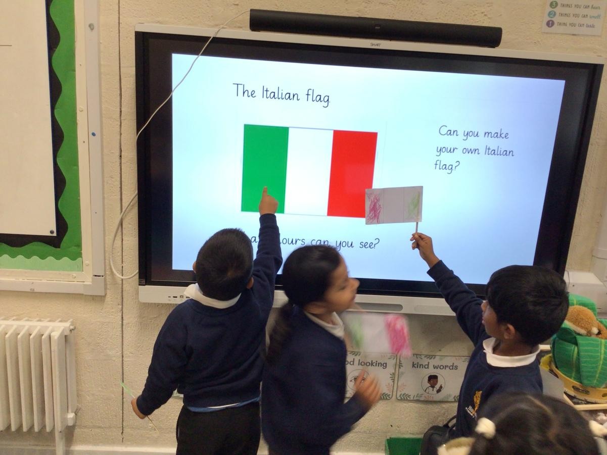 I love how you are comparing your Italian flag to the one on the one on the board.