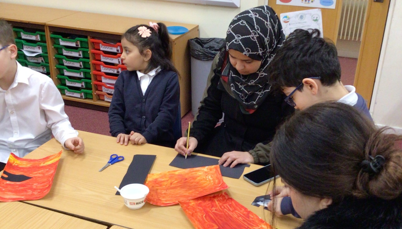 We created silhouette pictures linked to our topic The Great Fire of London.