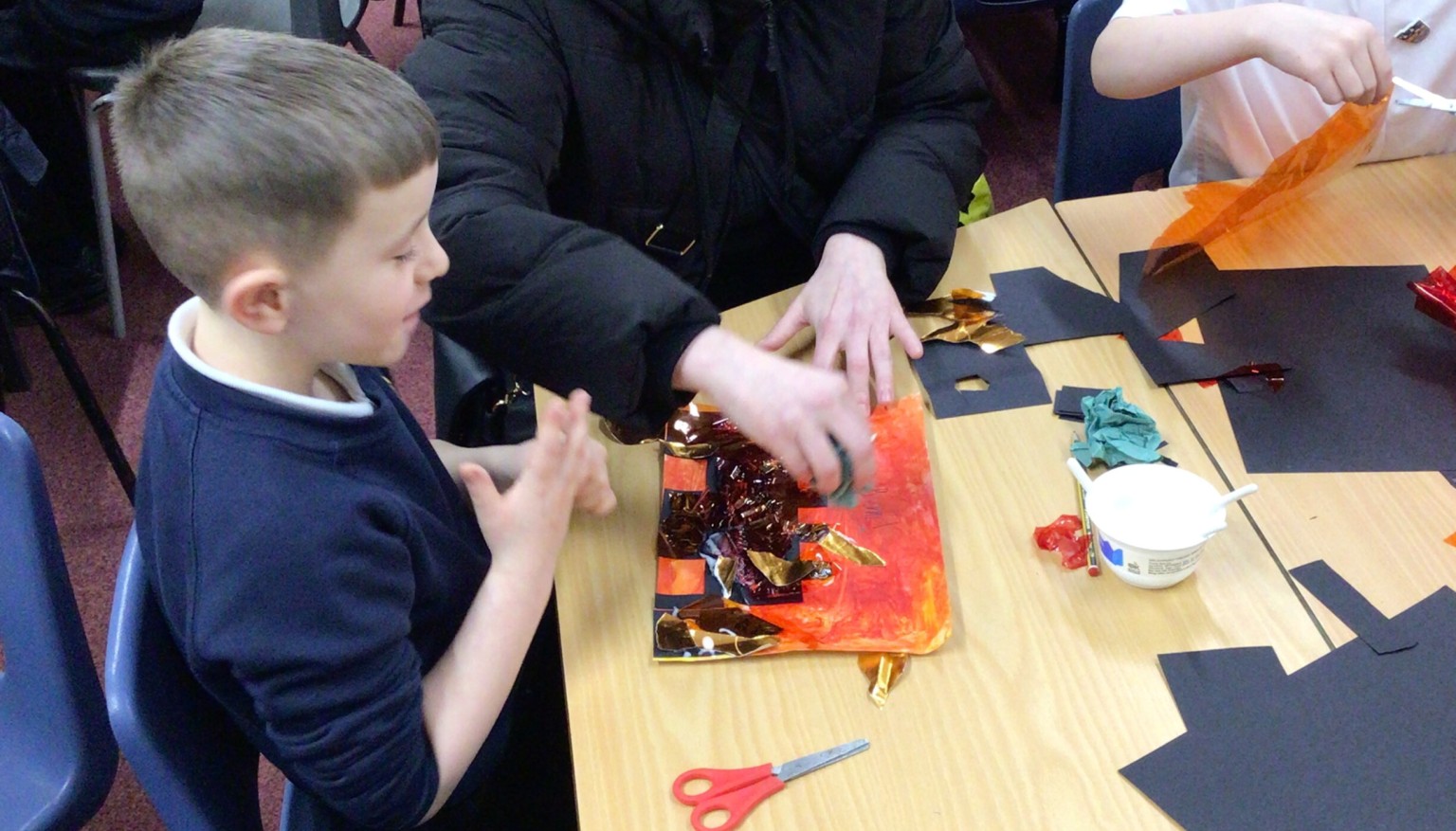 We created silhouette pictures linked to our topic The Great Fire of London.