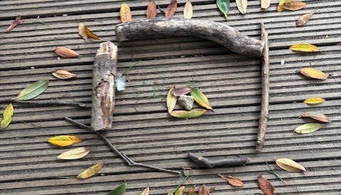 Using natural materials to create a piece of art.