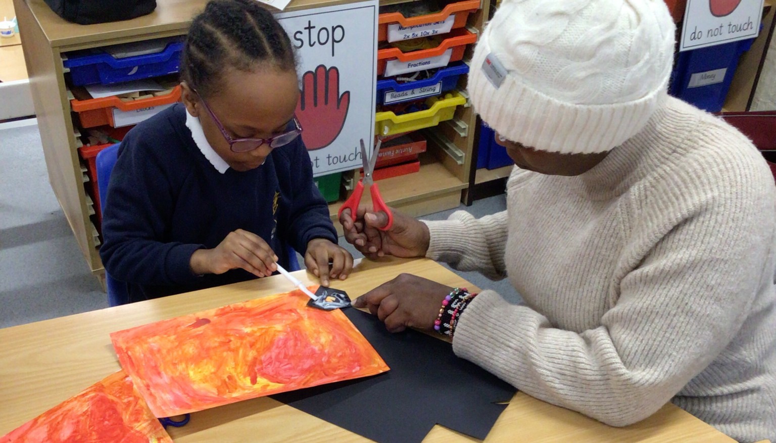 We created silhouette pictures linked to our topic The Great Fire of London.