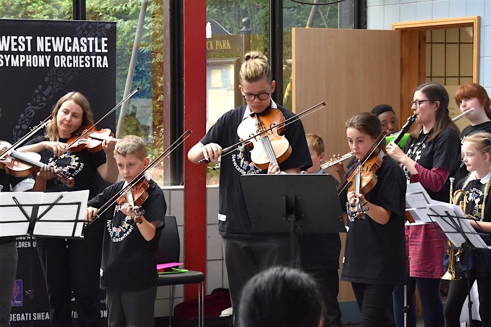 Performing at the reopening of Elswick Pool - September 2019