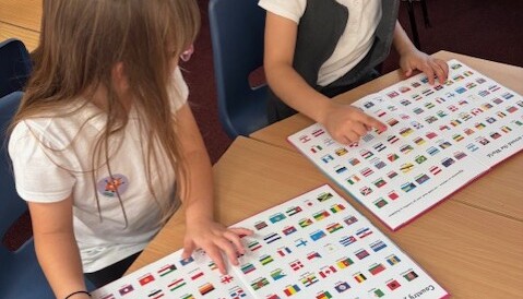 Locating countries in atlases.