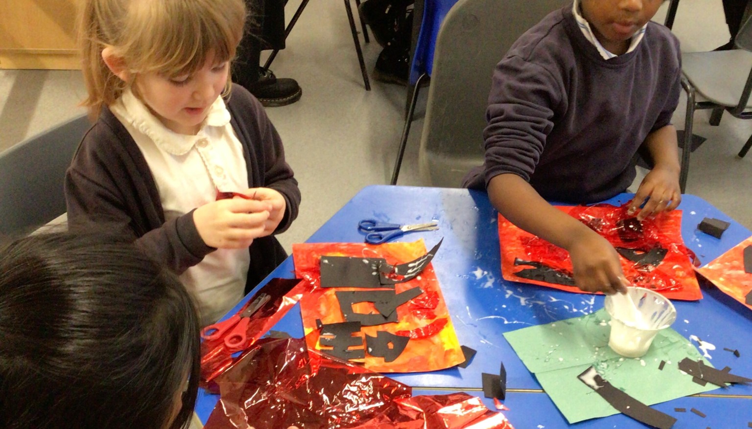 We created silhouette pictures linked to our topic The Great Fire of London.