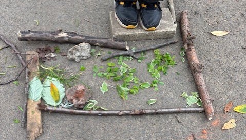 Using natural materials to create a piece of art.