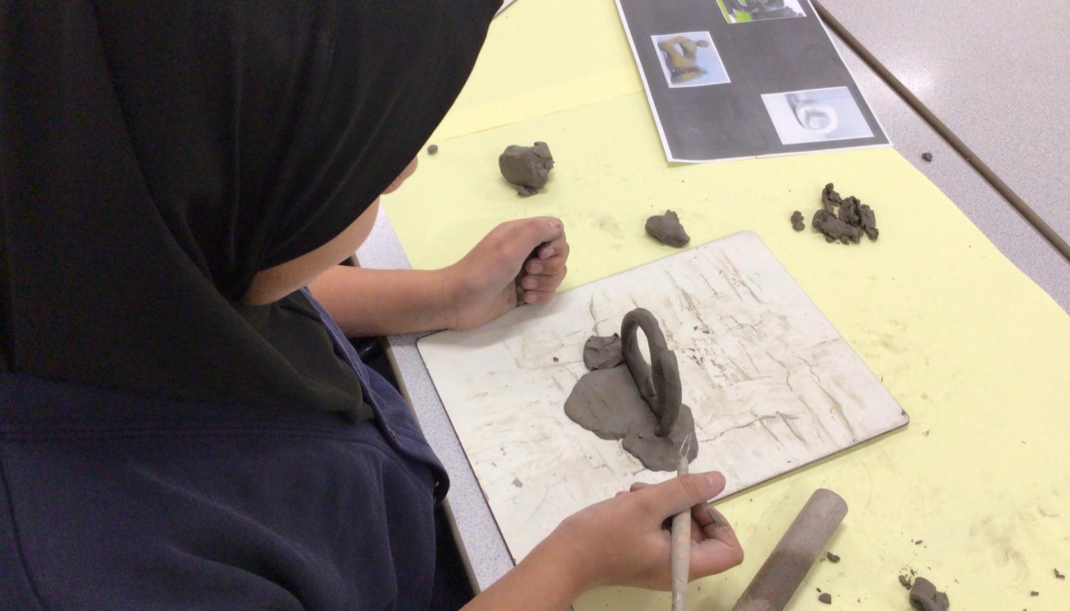 Working using the clay tools.