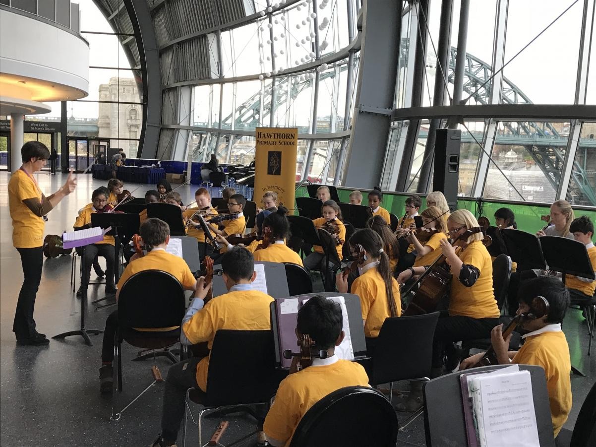 HPSO performed on the concourse at Sage Gateshead before sitting in on one of Royal Northern Sinfonia's rehearsals - November 2017