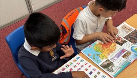 Locating countries in atlases.