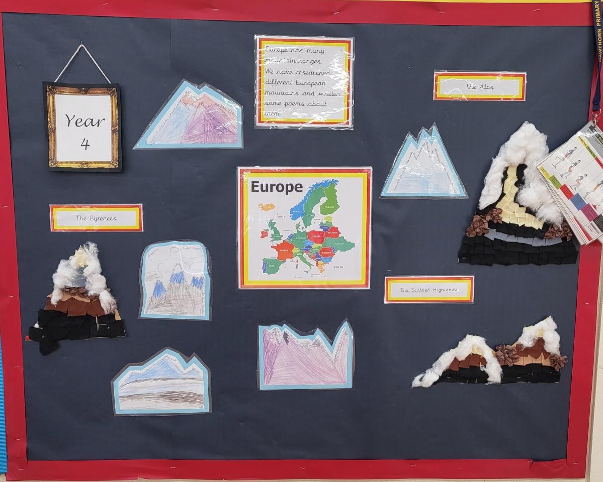 It looked amazing to have work from every continent within a whole school display.