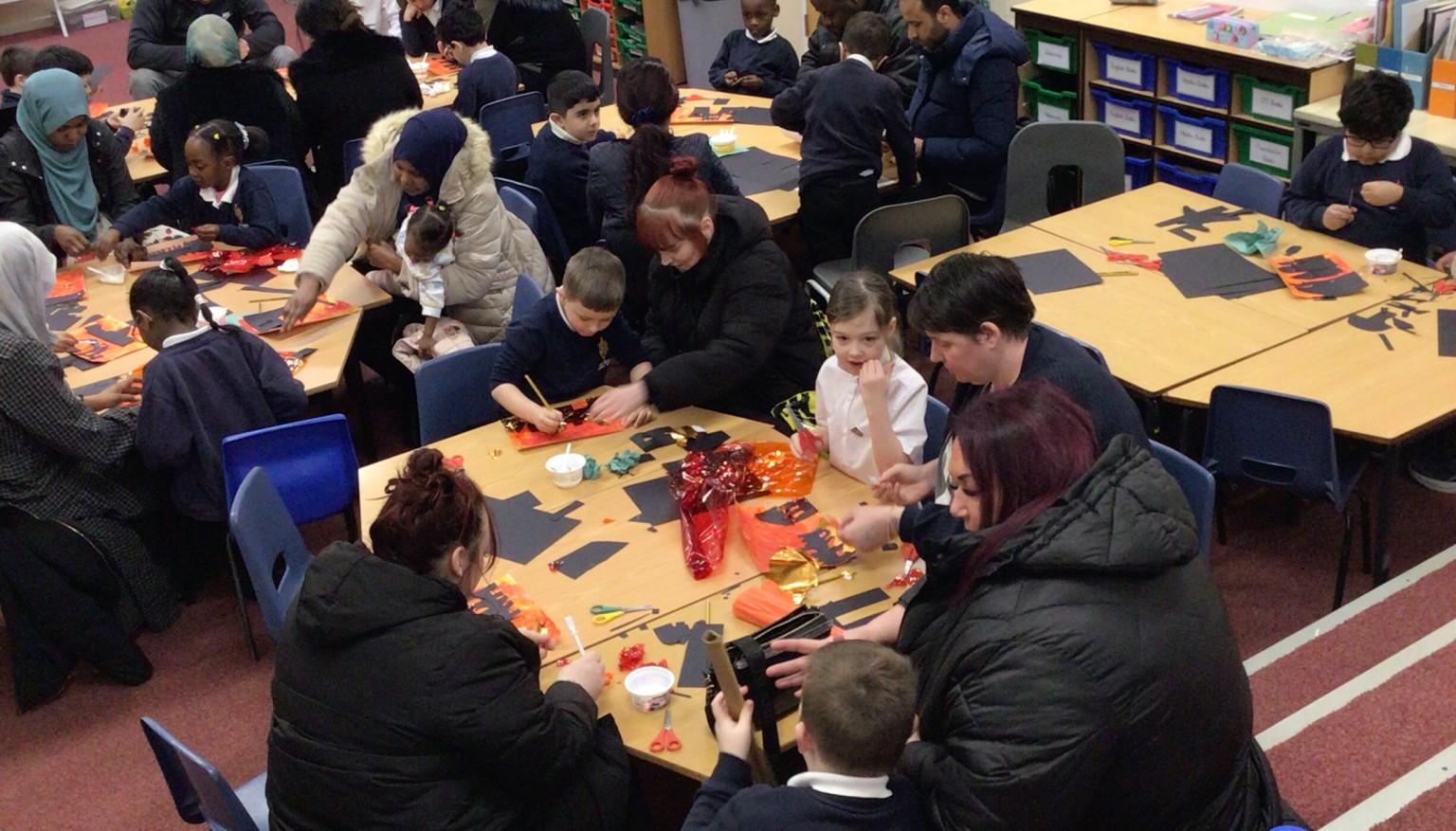 We created silhouette pictures linked to our topic The Great Fire of London.