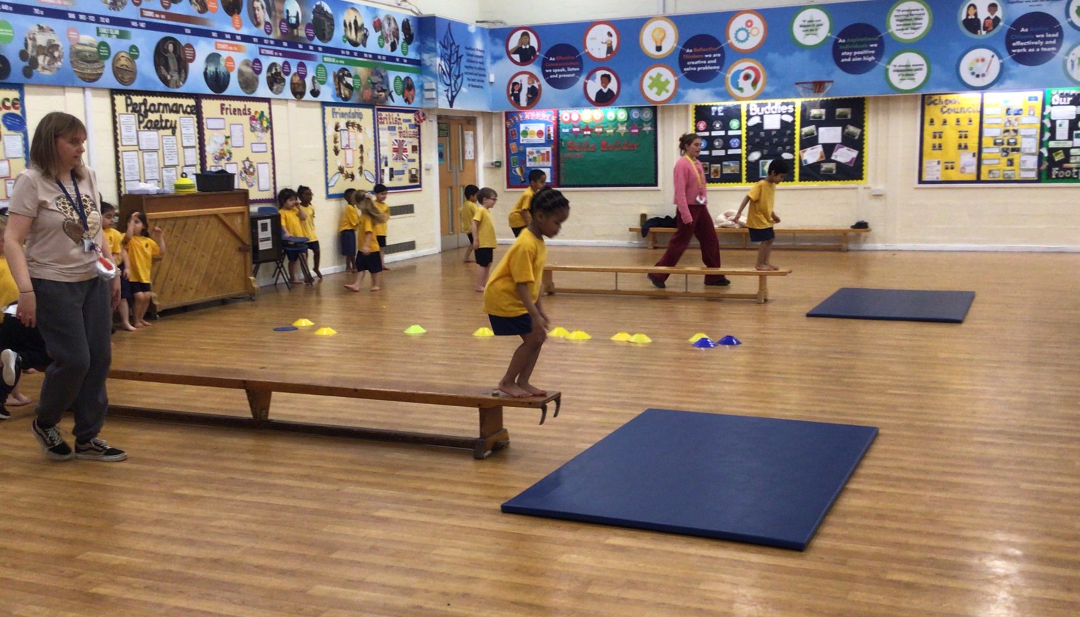 Practising balancing and jumping