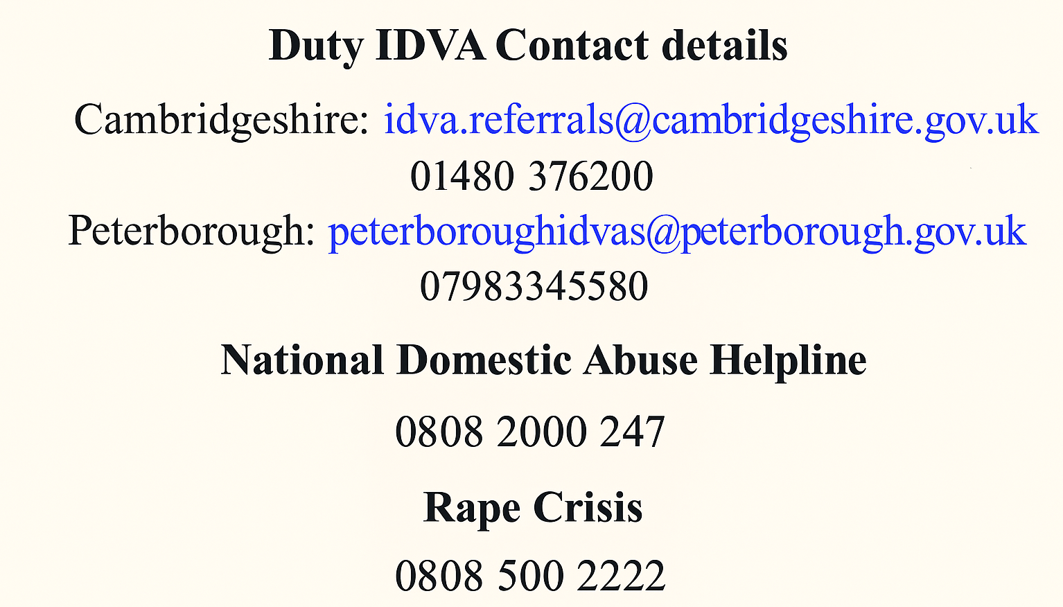 IDVA contact details 