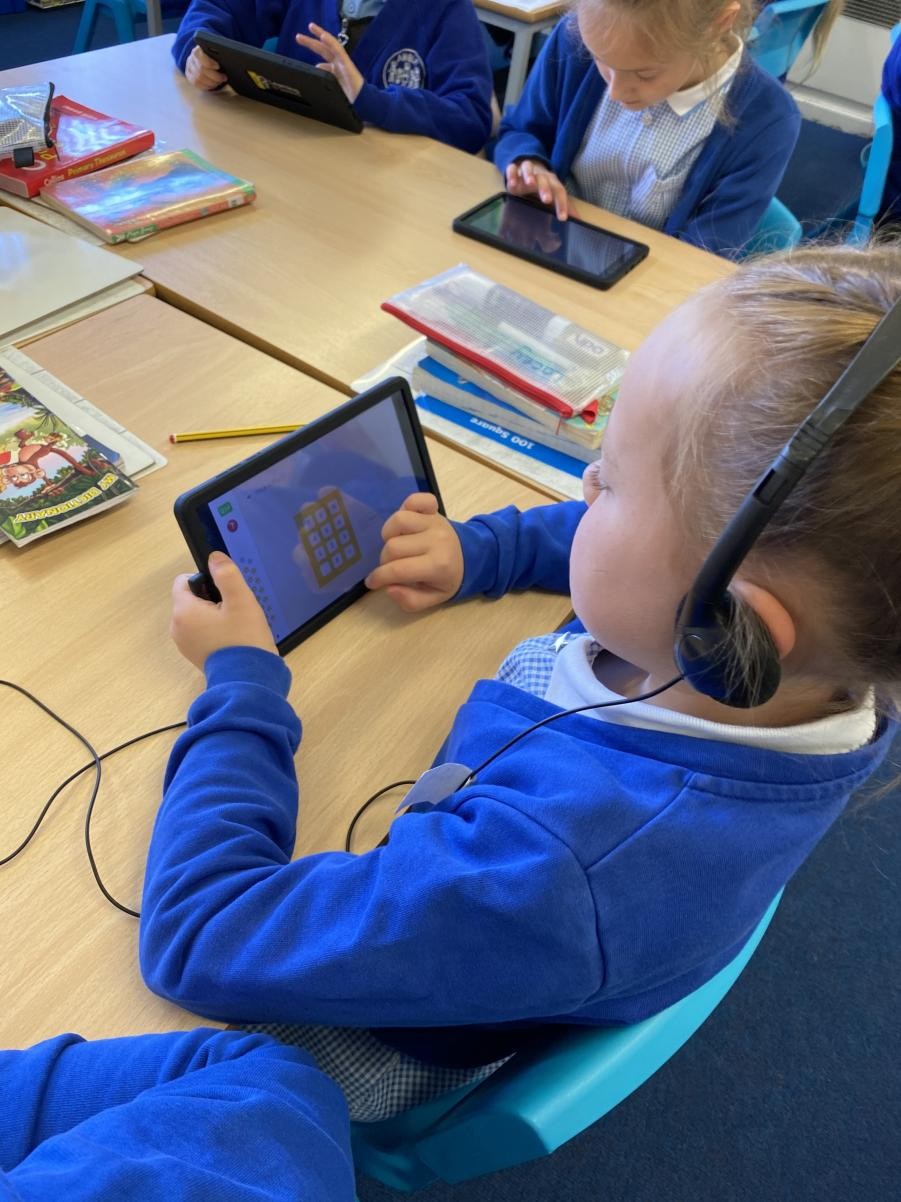 Our PTA kindly bought individual sets of headphones for all of our KS1 & KS2 children.