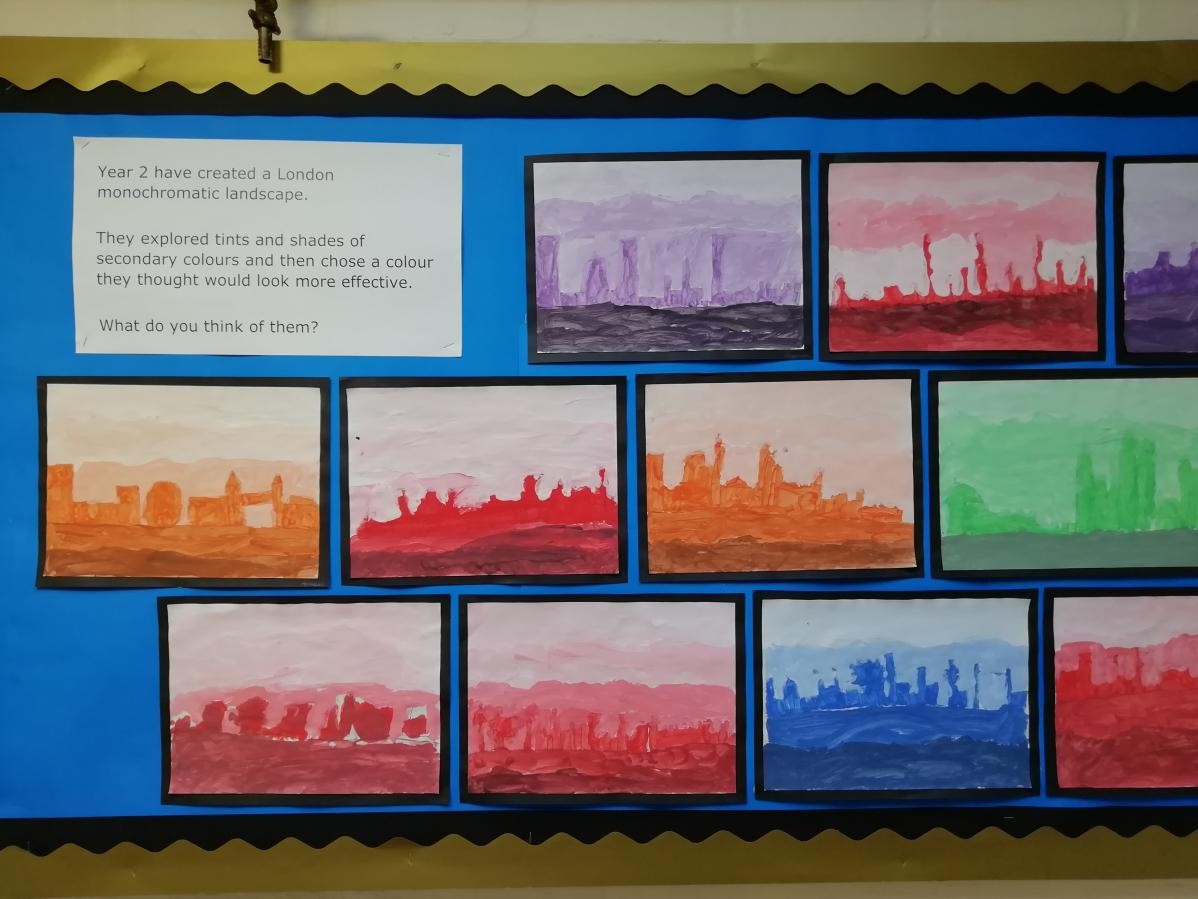 Y2 Using tints and shades to paint monochromatic landscapes