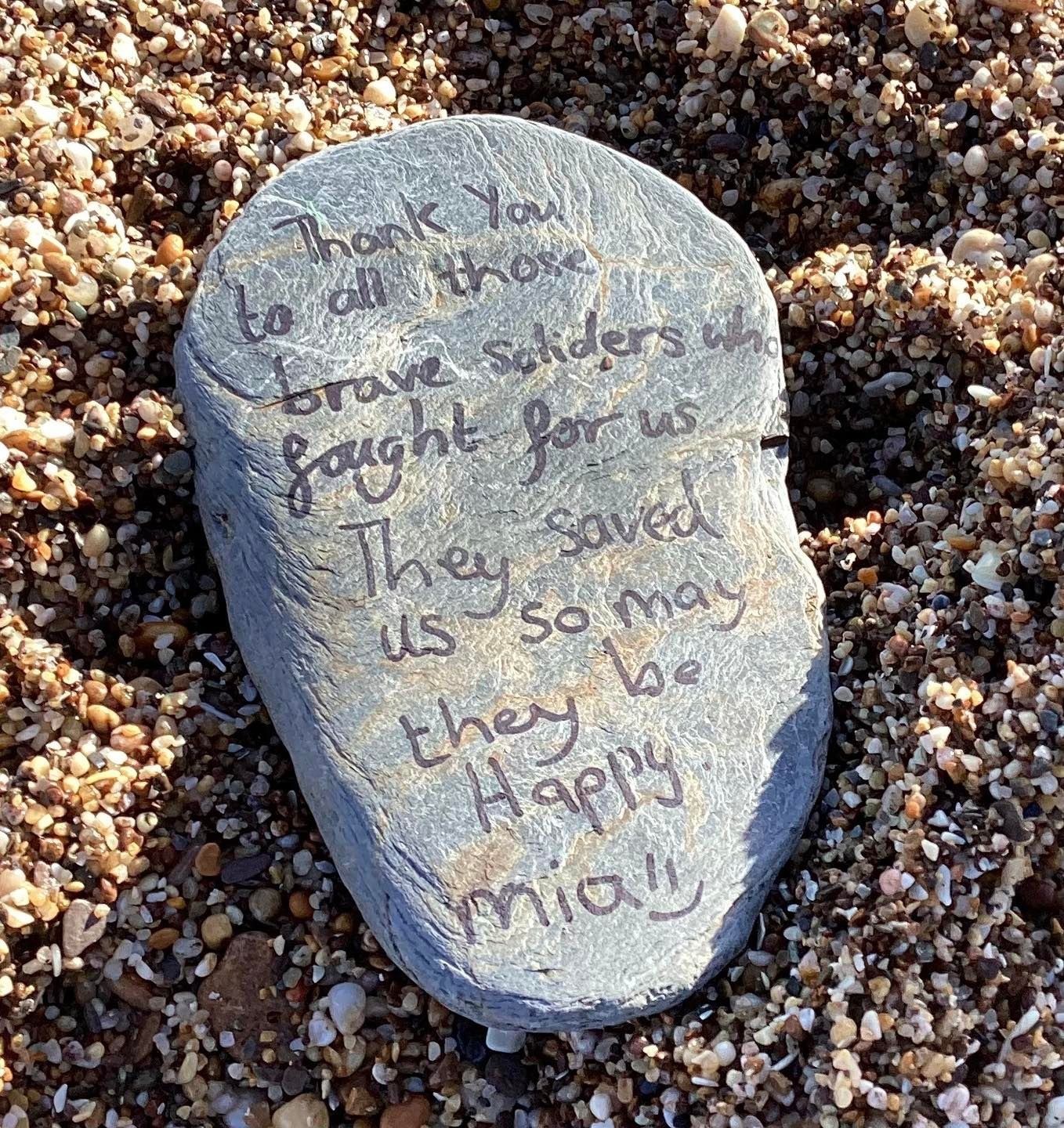 Prayers left at Slapton Sands
