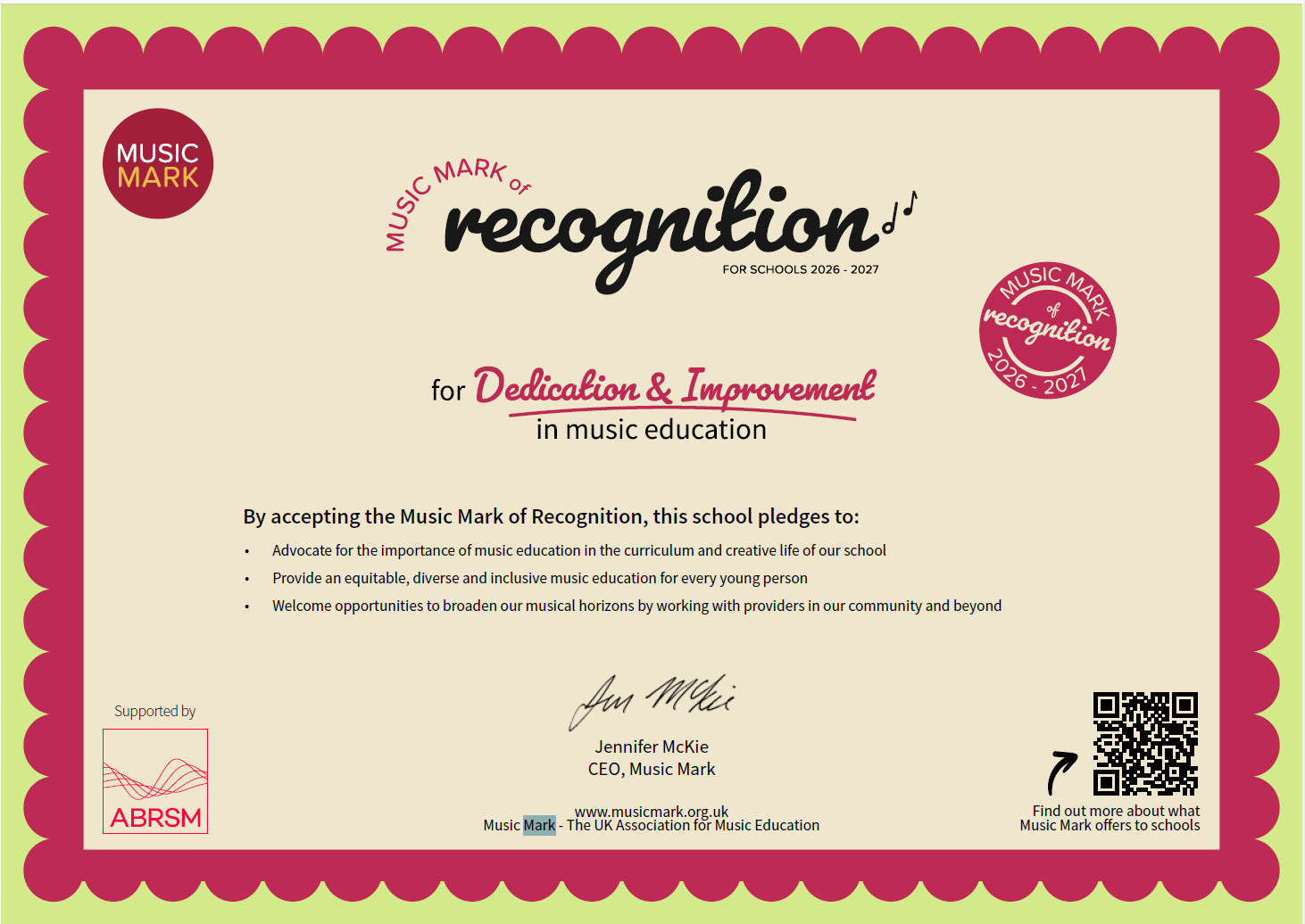 Music Mark Certificate