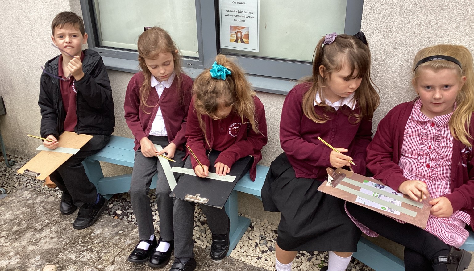 Classroom prayer in our outdoor prayer space.