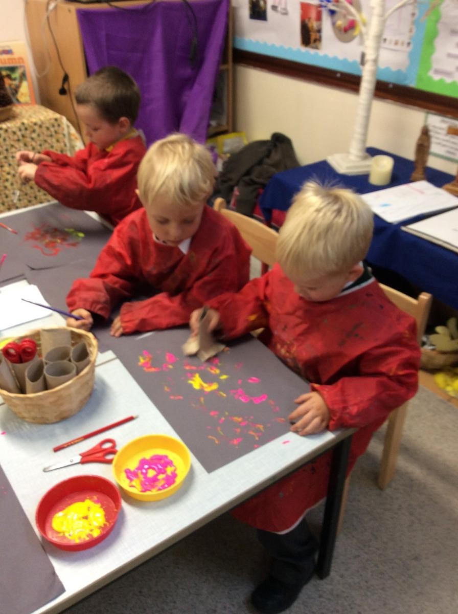 Making patterns using the paint.