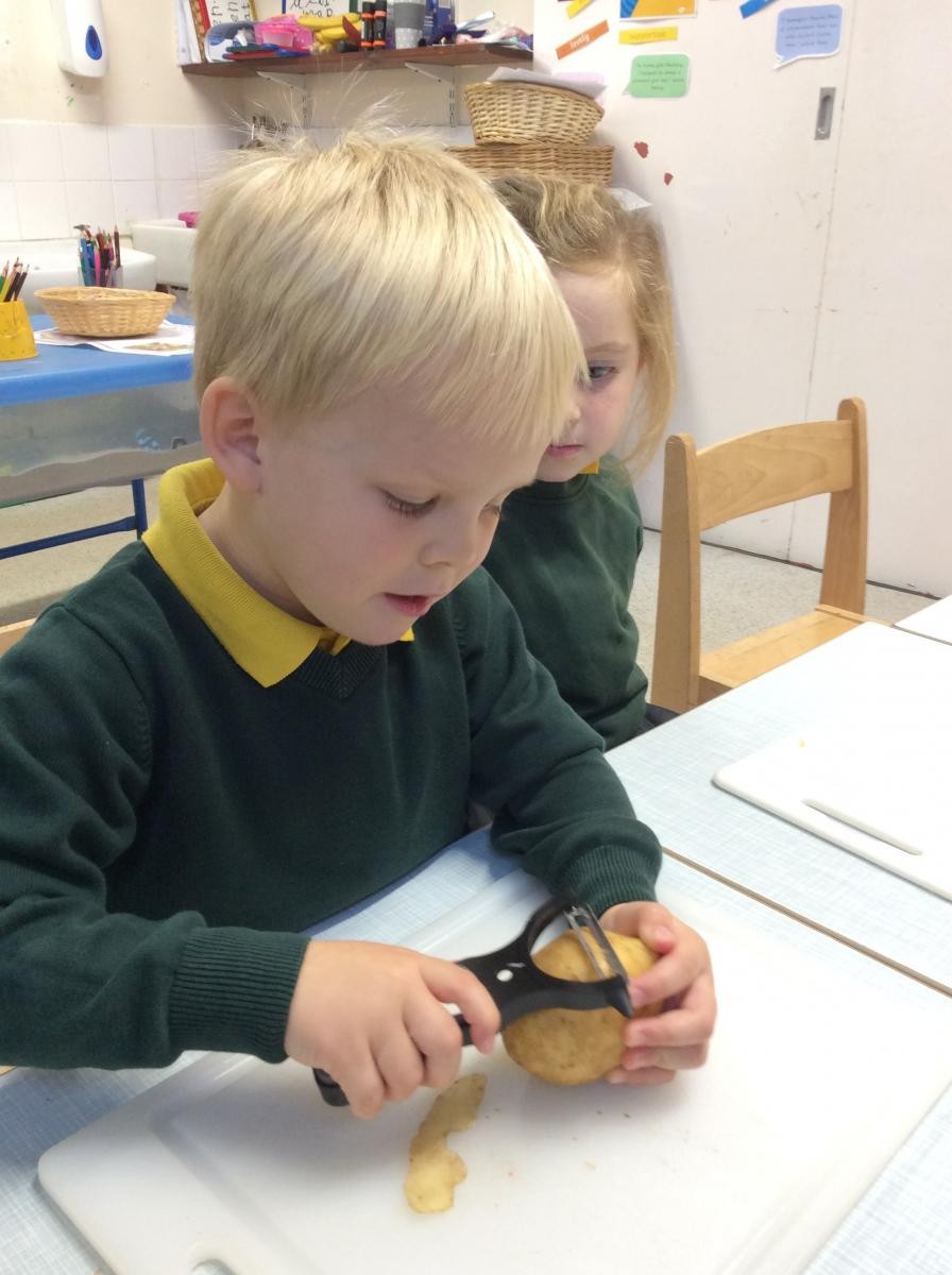 Reading the Enormous Turnip led our interests to make our own vegetable soup.