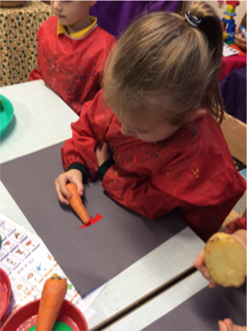 Painting using a variety of different materials.