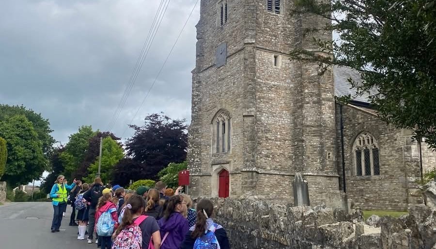 The parishioners of St Giles' church arranged for their bell ringers to peal their bells as a welcome into Kilmington on our Pilgrimage.