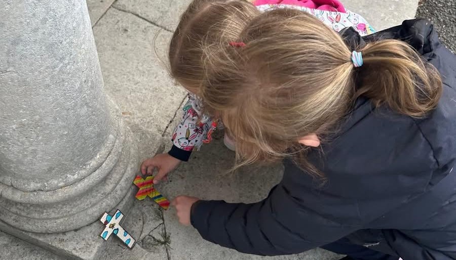 We laid crosses we had decorated at eac of our prayer stops.