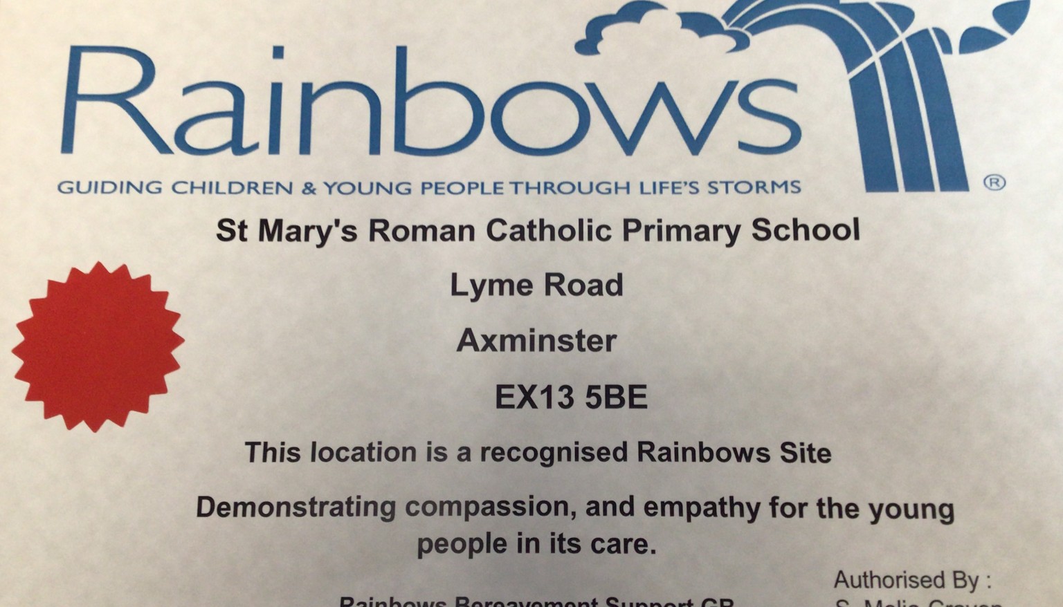 St Mary's is a recognised Rainbows site.