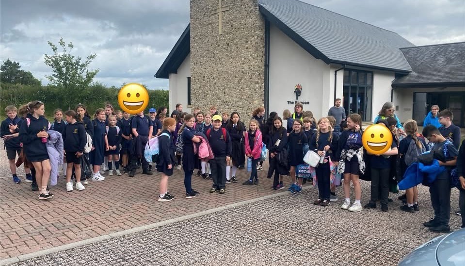 We stopped to eat lunch at the half way point of our Pilgrimage at Kilmington Baptist Church.  We were welcomed by their minister -Mike Hudson (a parent of our school)