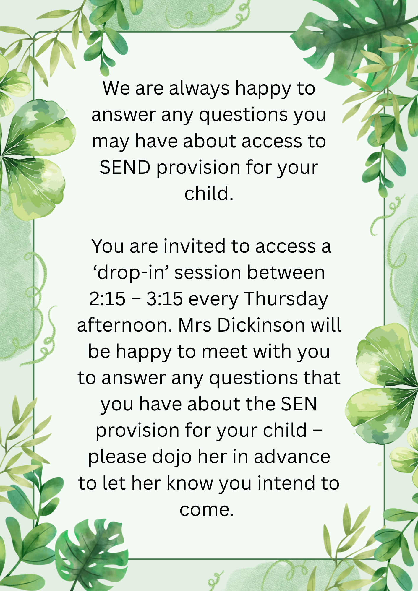 SEND drop in