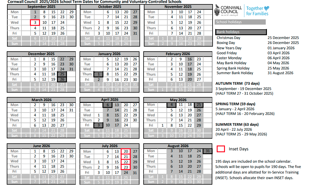 Term Dates 2025-2026